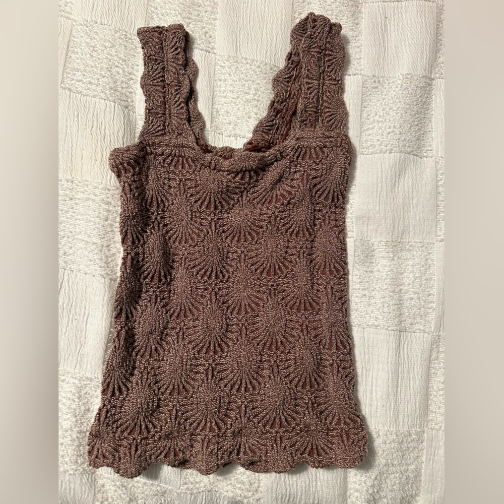 Brown Textured Women's Tank Top